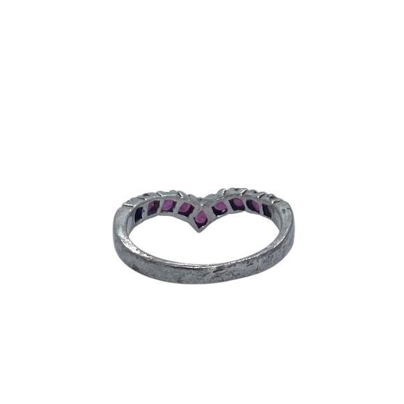 925 Sterling Silver Ruby Chevron Classic Wishbone Ring Size 6.25 - Picture 8 of 10